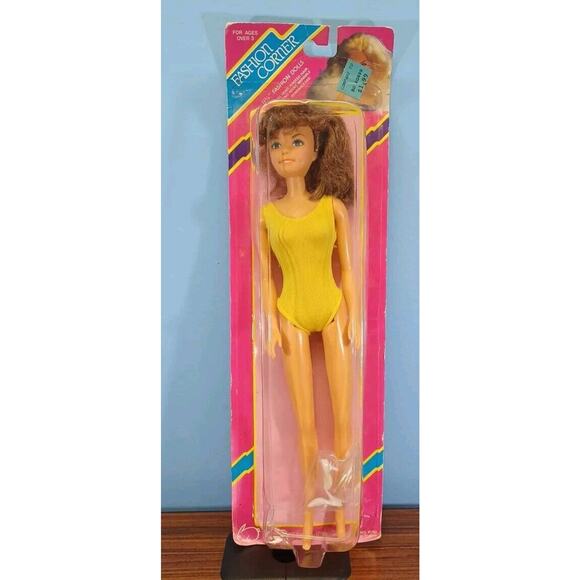 Vintage 1987 Fashion Corner Doll Brown Hair 11.5” New Swimsuit And Heels NIP - Picture 8 of 8